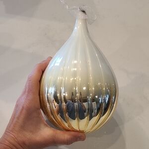 Elegant Gold and White Glass Ornament